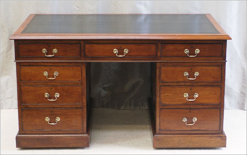 1022 Antique Walnut Partners Pedestal Desk (1)
